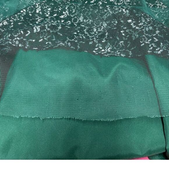 Dessy Collection Womens Size 2 V Neck Soft Tulle Hunter Green Evening Prom Dress - Picture 13 of 15